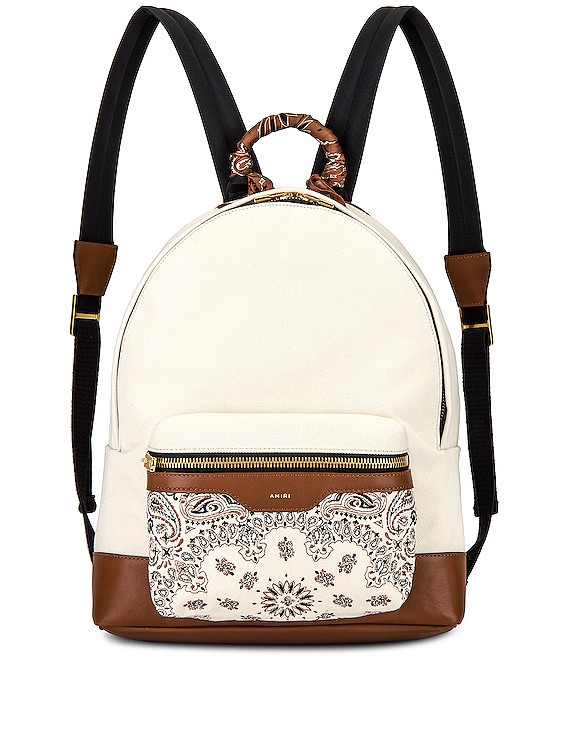 Amiri Canvas Bandana Backpack in Ivory & Brown | FWRD