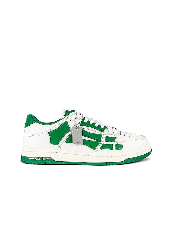 Amiri Skel Top Low Top Sneaker in White & Green | FWRD