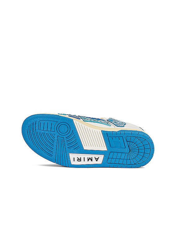 スニーカー BLUE LEATHER BANDANA SKEL Amiri Bandana Skel Low Top Sneaker in White & Blue | FWRD