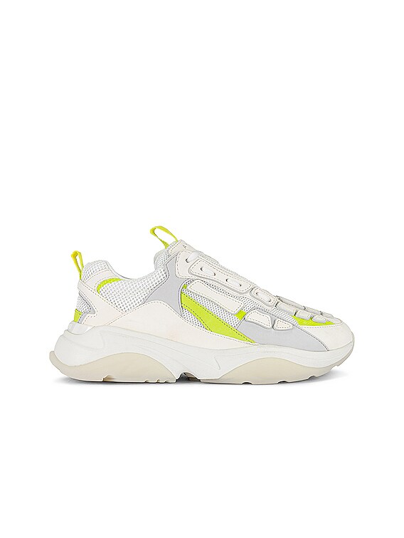 Amiri Bone Runner Sneaker in White & Neon Yellow | FWRD