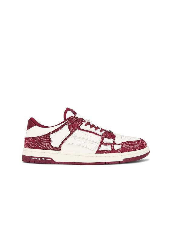 Amiri Bandana Denim Skeleton Top Low Sneaker in Burgundy | FWRD