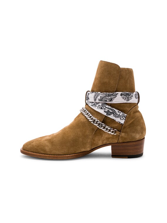 Amiri White Bandana Buckle Boot in Tan | FWRD