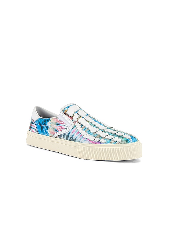 AMIRI Tie Dye Skel Toe Slip-On AMIRI - Skel-Toe Tie-Dye Canvas and Leather Slip-On Sneakers  main image 4
