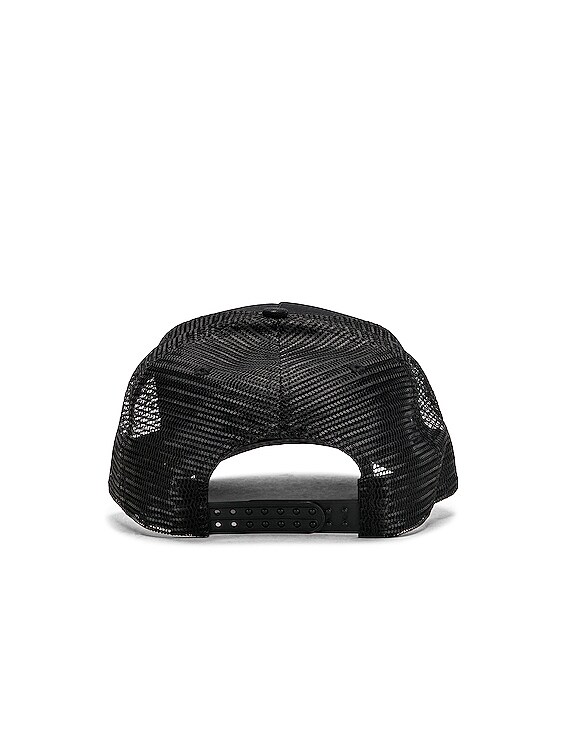 Amiri Three Star Trucker Hat in Black & Leopard | FWRD