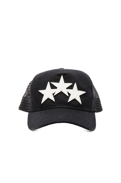 Amiri Star Trucker Hat in Black & White Snake | FWRD