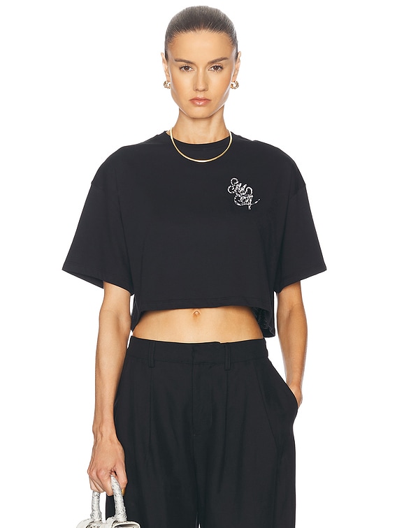 Amiri MA Swirl Leopard Cropped Tee in Black | FWRD