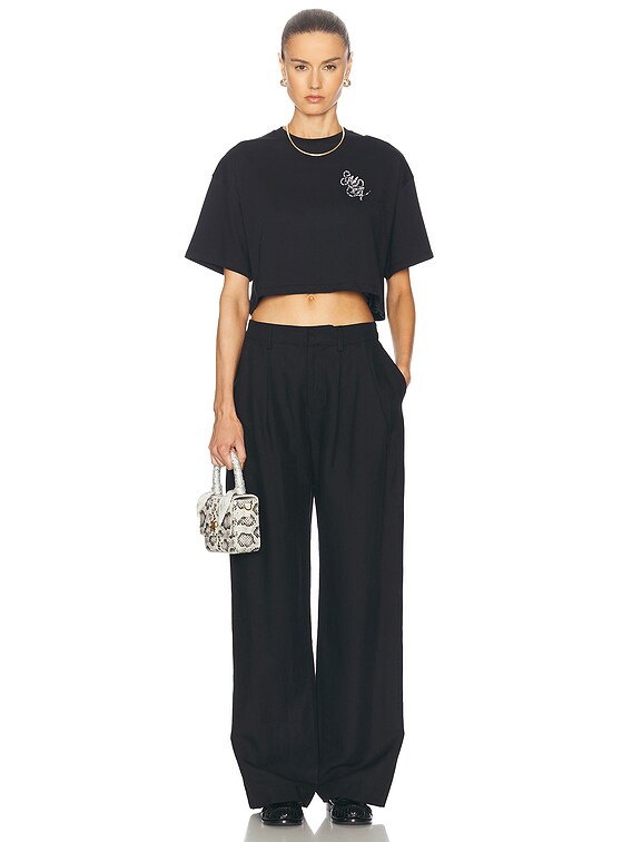 Amiri MA Swirl Leopard Cropped Tee in Black | FWRD