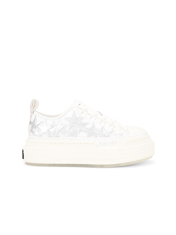 Ame Amiri Metallic Platform Stars Court Sneaker in White