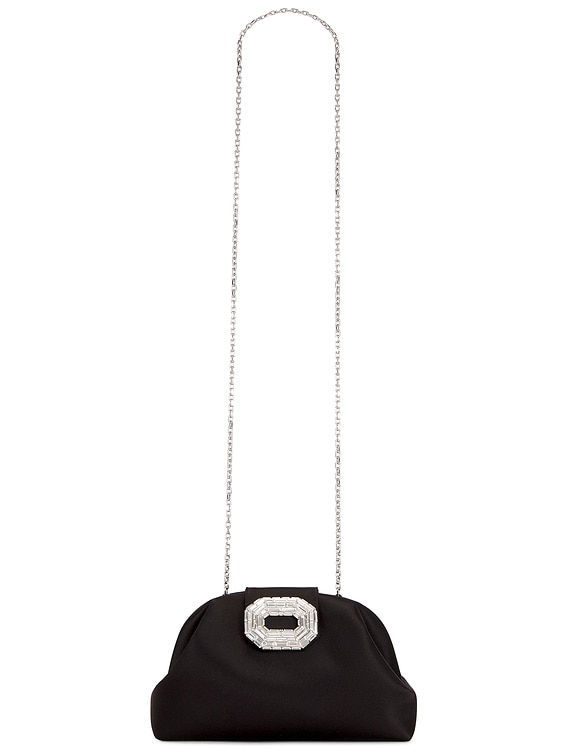 クラッチバッグ AMINA MUADDI CLUTCH BAG (CAMELIA SATCHASIL) Camelia Clutch Black Satin