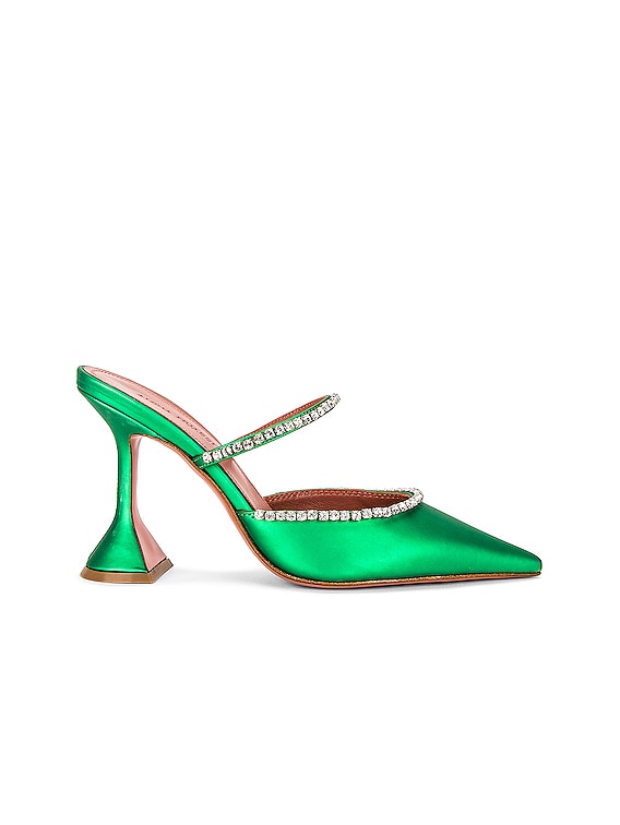 AMINA MUADDI Gilda Matte Mirror Mule in Green | FWRD