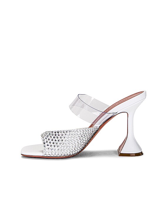 AMINA MUADDI PALOMACRYSTALSLIPPERNAPPAIVORY 関税送料込 AMINA MUADDI Paloma Crystal Slipper in White & White
