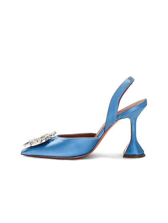 AMINA MUADDI Begum Satin Sling Heel in Baby Blue | FWRD