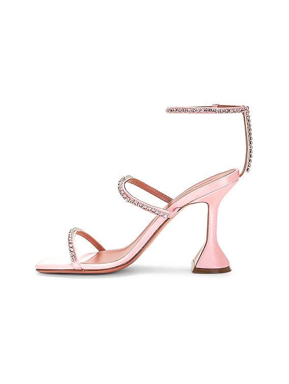 AMINA MUADDI Gilda Satin Sandal in Baby Pink & Light Rose | FWRD