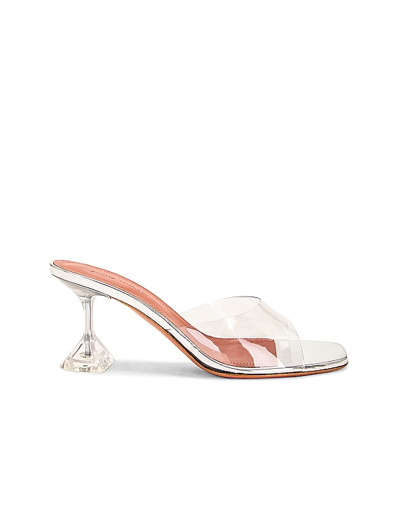 AMINA MUADDI 'lupita' Transparent Glass Heeled Sandals Women Shoes Heels  Mules 'lupita' Transparent Glass Heeled Sandals in Metallic