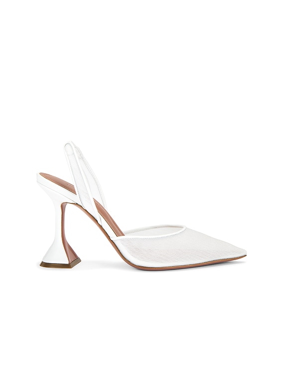 AMINA MUADDI Holli 95 Mesh Sling Pump in White | FWRD