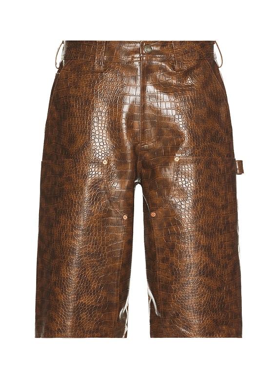 [ANDERSSON BELL]★25SS★韓国人気★LEATHER DOUBLE KNEE SHORTS Andersson Bell Faux-Leather Double Knee Shorts in Brown | FWRD