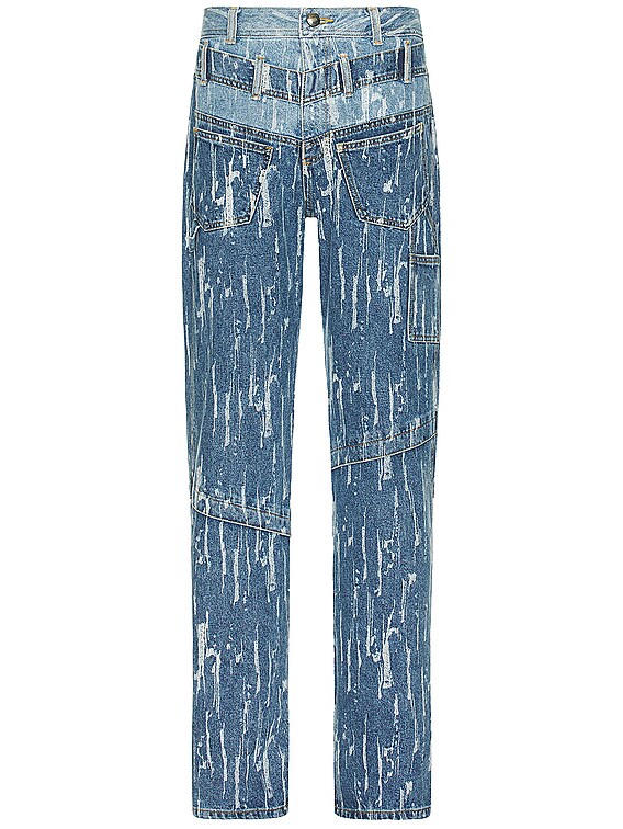 Andersson Bell - Washed Blue Zipper Wide Leg Jeans | HBX