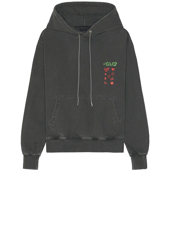 Andersson Bell Essential ADSB Hearts Card Hoodie in Charcoal