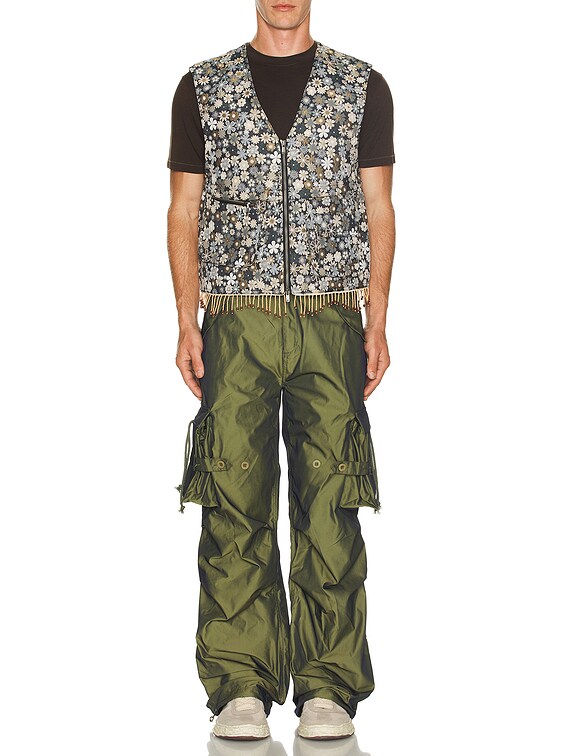 Andersson Bell Flower V Neck Zip Up Vest in Beige & Black | FWRD Andersson Bell Flower V Neck Zip Up Vest in Beige & Black | FWRD