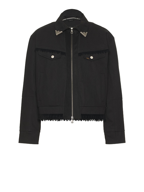[牛革100%] ANDERSSON BELL
レザーライダージャケット Andersson Bell Cowboy Cotton Zip-Up Jacket in Black | FWRD