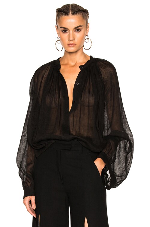 Ann Demeulemeester Gauze Voluminous Blouse in Black | FWRD