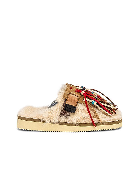 ALANUI Zavo Faux Fur Suicoke Slides in White | FWRD