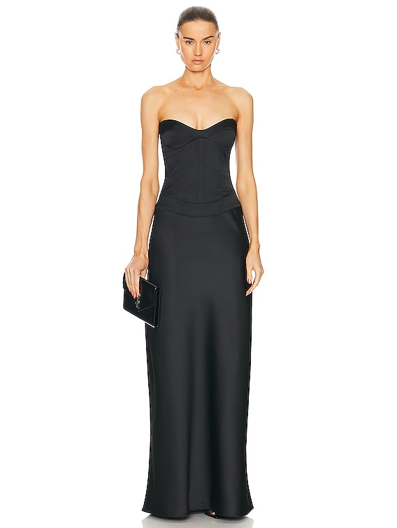 Anna October Delancy Maxi Dress in black | FWRD
