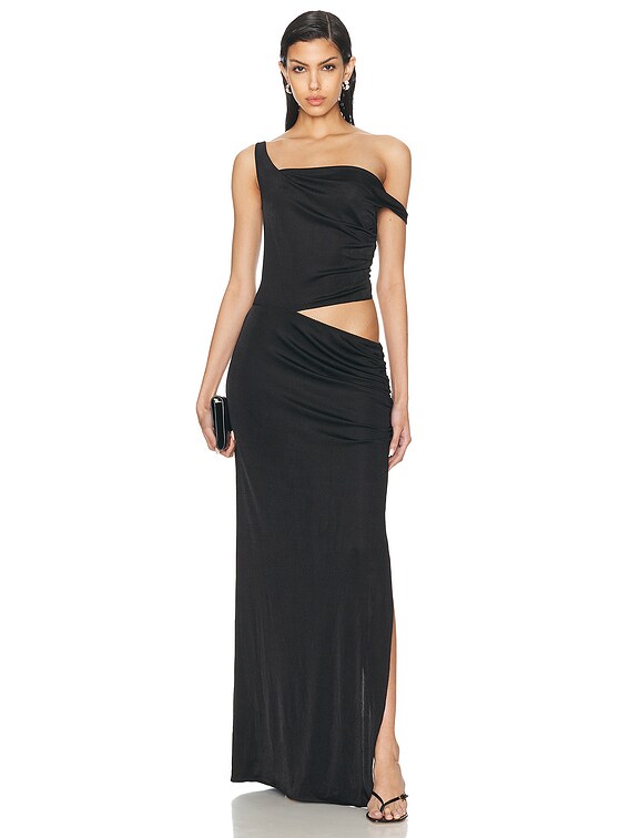 Anna October Willow Maxi Dress in Black | FWRD