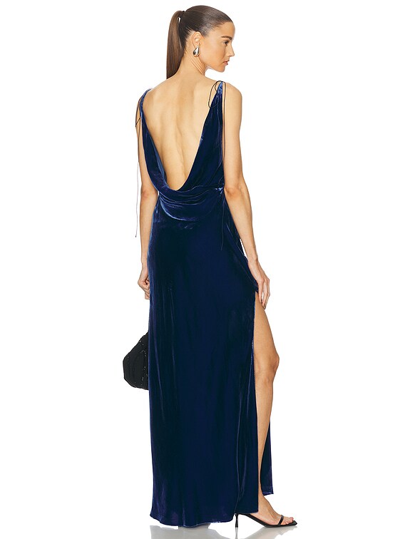 light blue drop waist maxi dress Nellie Drop Waist Maxi Dress in Blue