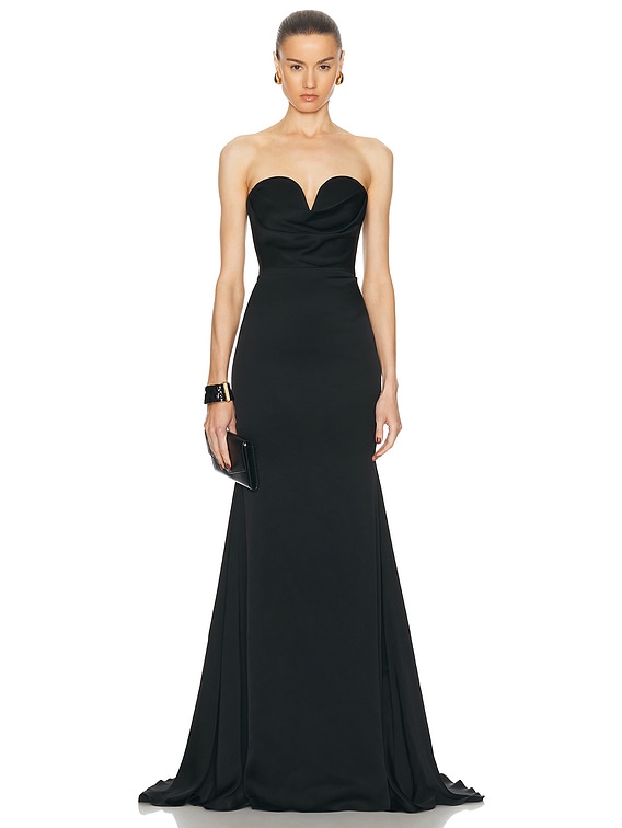 Alex Perry Strapless Sweetheart Drape Gown in Black FWRD