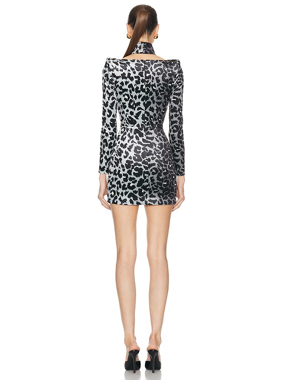 silver leopard print dress Leopard Metallic Cowl Shift Dress