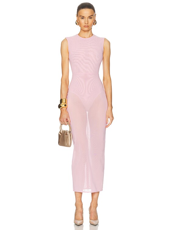 Sleeveless Power Mesh Midi Dress