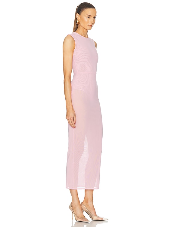 Sleeveless Power Mesh Midi Dress