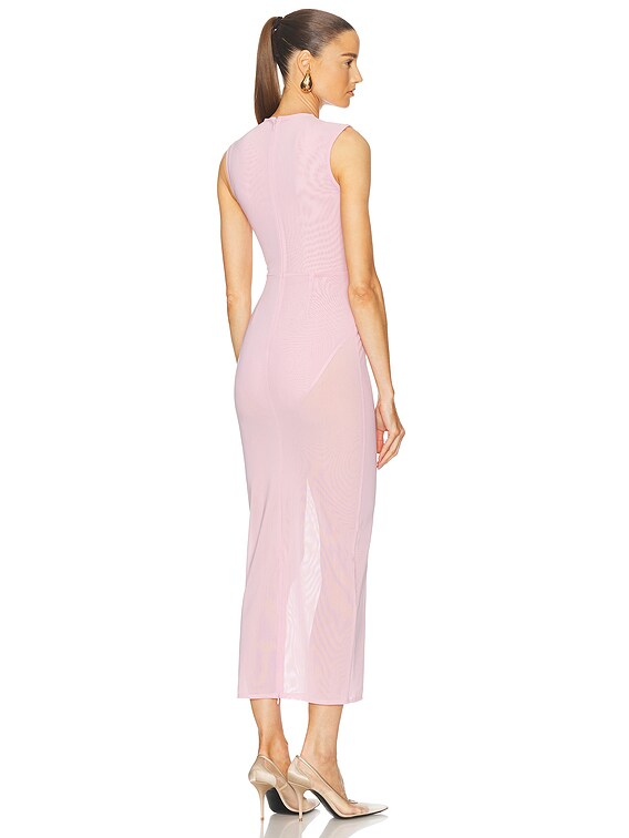 Sleeveless Power Mesh Midi Dress