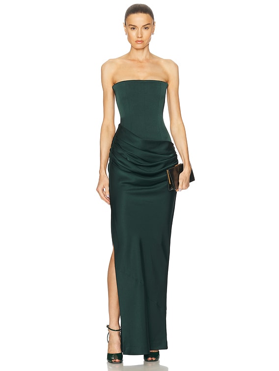 Strapless Draped Satin Gown