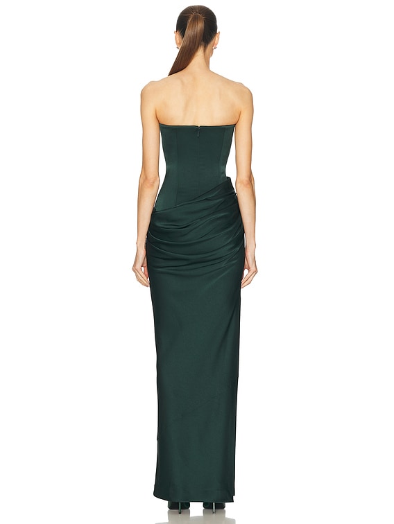 Strapless Draped Satin Gown