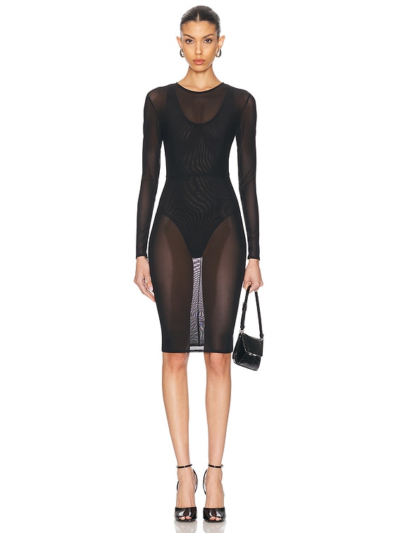 long sleeve black dress mesh SPIRAL Long Sleeve Dress main image 1