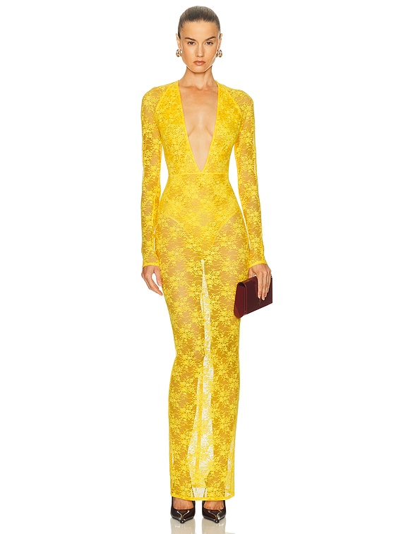 Long Sleeve Halter Column Dress