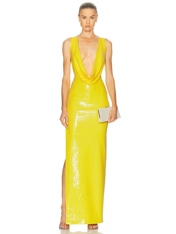 Draped Cowl Column Dress