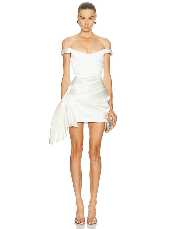 Off Shoulder Draped Mini Dress