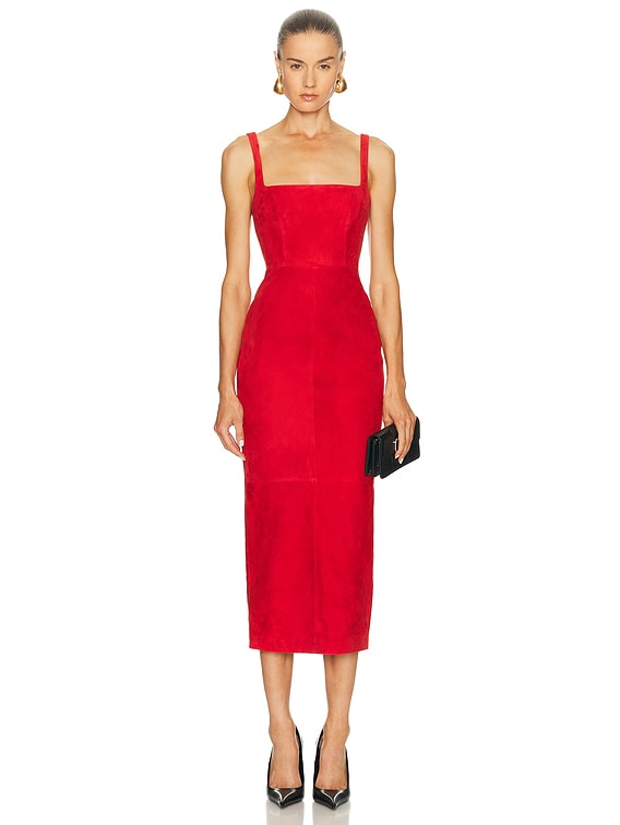 Alex Perry Singlet Suede Dress in Red | FWRD