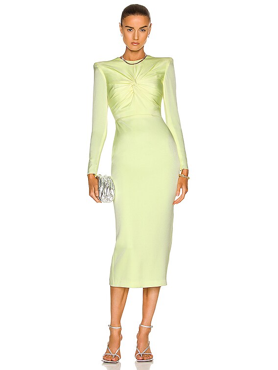 Alex Perry Monroe Midi Dress in Lemon FWRD