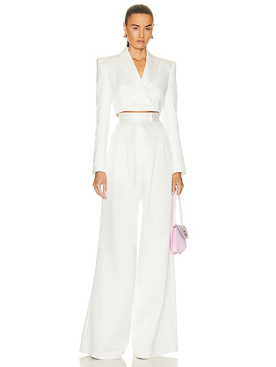 【Alex Perry】 Croppedサテンブレザー Alex Perry Crepe Crop Blazer in Peach | FWRD