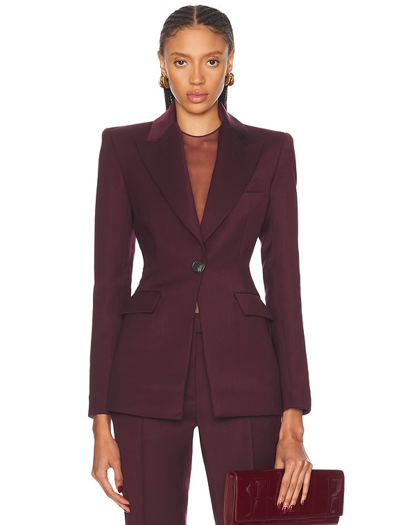Alex Perry Single Breasted Fitted Blazer in Wine | FWRD