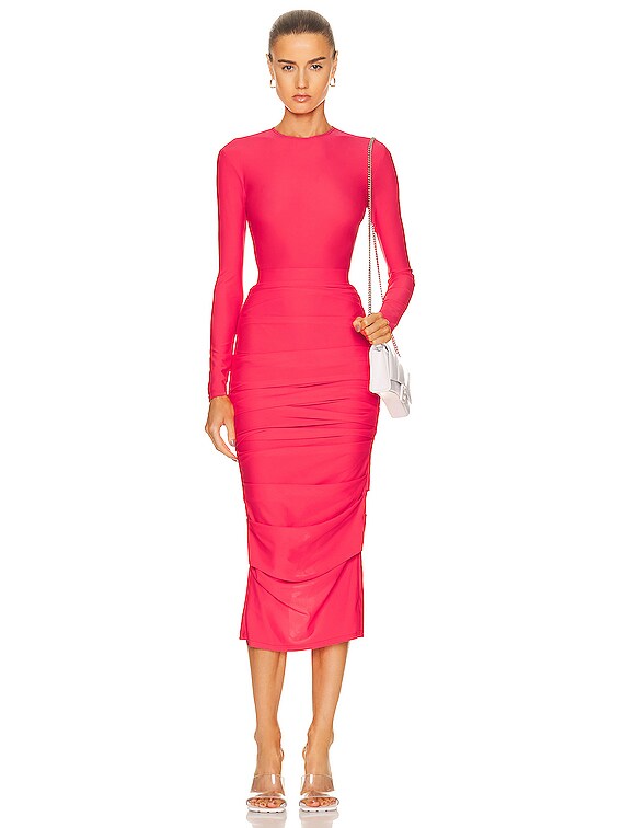 Alex Perry Regan Ruched Skirt in Strawberry | FWRD