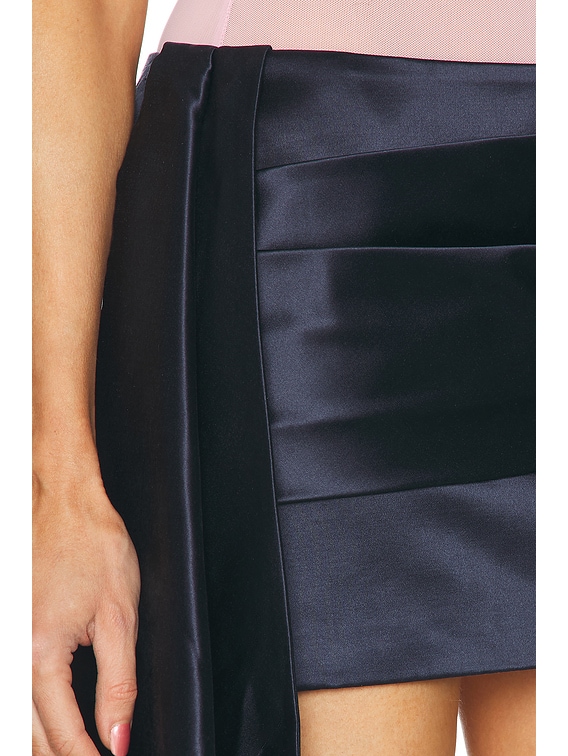 Draped Duchess Satin Mini Skirt