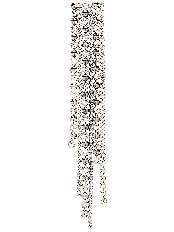 【AREA】シルバー Crystal Dome Fringe ヘアクリップ AREA Crystal Dome Fringe Hair Clip in Antique Silver | FWRD
