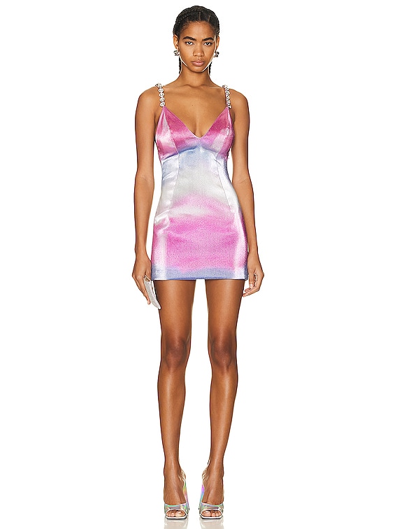 AREA Ombre Crystal Mini Dress in Pink Multi | FWRD