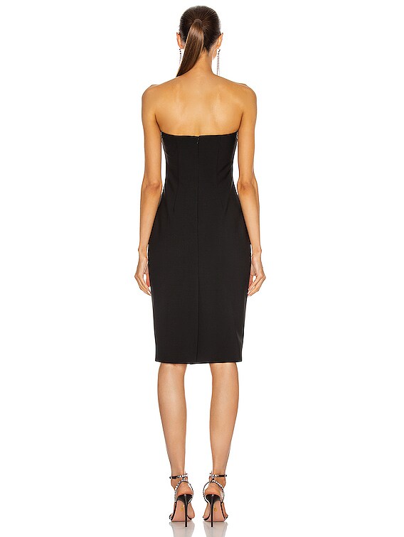 AREA Braided Crystal Trim Fitted Tube Dress in Black | FWRD