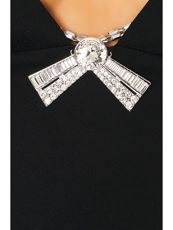 area deco bow mini dress $995 New Area SEXY Deco Bow Mini Dress Black Crystals Rhinestone Jersey Knit M